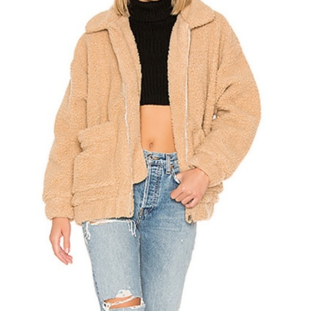 I Am Gia Tan Fleece Teddy Oversized Coat Size XS